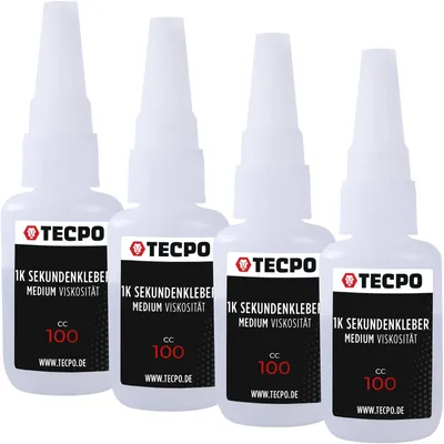 Produktbild von TECPO 1K Sekundenkleber mittelviskos 20g extra stark Superkleber Cyanacrylat Klebstoff für Holz, Glas, Metall, Kunststoff enge Spalten, schnelle Fixierung