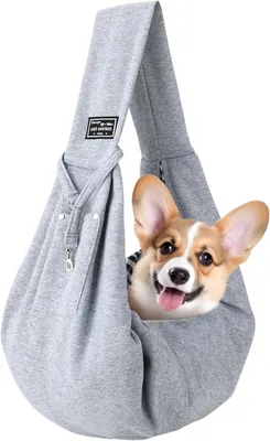 Produktbild von Tragetasche für kleine Hunde 7 kg, für Spaziergänge, grau, 54x25,5 cm