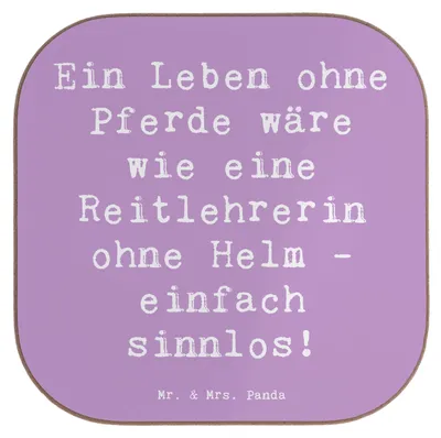 Produktbild von Mr. & Mrs. Panda Tassen Untersetzer Spruch Reitlehrerin ohne Pferd - Lavendeltraum - Geschenk, Tischuntersetzer, Berufsalltag, Berufspassion, Beruf, für Gläser, Coaster