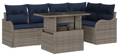 Immagine prodotto di vidaXL Set da pranzo, 6 pezzi, grigio, rattan sintetico