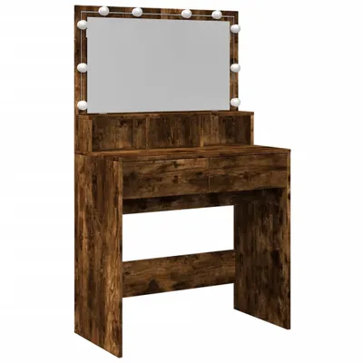 Produktbild von Schminktisch mit LED-Beleuchtung Räuchereiche 80x41x134,5 cm