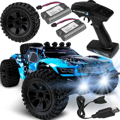 Produktbild von OVERMAX Hooligan - Großes schnelles ferngesteuertes Auto, Maßstab 1:10, Geschwindigkeit 50 km/h, Reichweite 100 Meter, 4x4-Antrieb, 40 Minuten Fahrspaß, LED-Beleuchtung, Räder mit einem Durchmesser von 10 cm