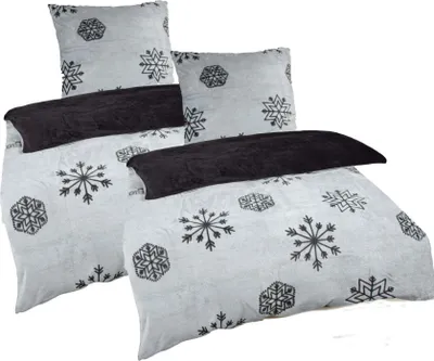 Produktbild von Wendebettwäsche Winter Plüsch Cashmere Touch Fleece Laser Cut 135x200 80x80: 4tlg. / Hellgrau