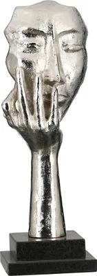 Imagen del producto de Escultura Casablanca "Maniquí". Aluminio, niquelado, color plateado. Acabado envejecido sobre base de mármol, color . Altura: 56 cm. Ancho: 23 cm. Referencia: 43367