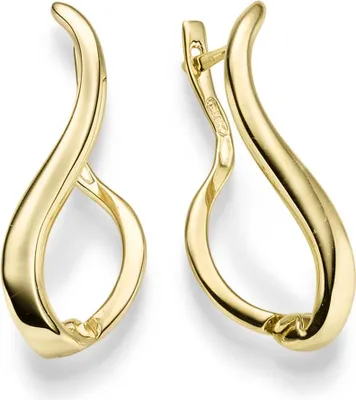 Produktbild von Paar Ohrringe Creolen 28x9,5mm gewellt Ohrschmuck aus 585 Gold Gelbgold