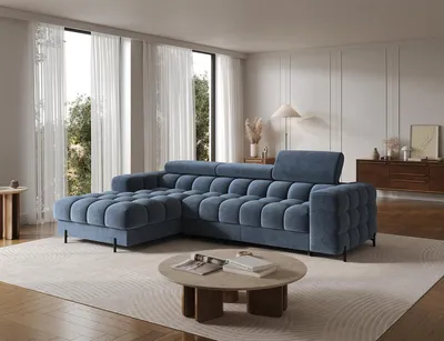 Produktbild von Polsterecke, Eckcouch Wohnlandschaft Sofa mit Ottomane Eckgarnitur - Ecksofa Neviro L - Anthracite (Aura 40)