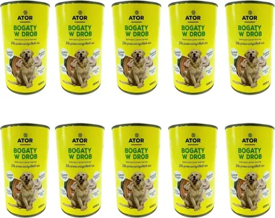 Zdjęcie produktu dla 10x 1250g mokra karma dla psów wszystkich ras karma z drobiem dla psów TOP karma