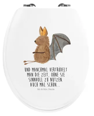 Produktbild von Mr. & Mrs. Panda WC Sitz Fledermaus Sitzen - Weiß - Geschenk, Fledermäuse, WC-Sitz, Klo-Deckel, Gute Laune, Klobrille, Motivation, Brille, klo deckel, Entspannen