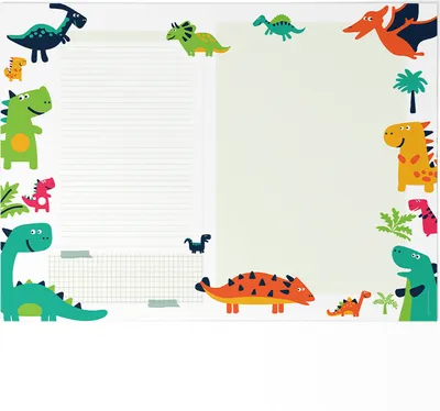 Produktbild von Friendly Fox Dino Schreibtischunterlage Papier, 1x DIN A2 Kinder Schreibtischunterlage, 25 Blatt Block zum Malen Schreiben, Doppelpack