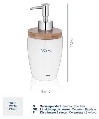Image de Kela Distributeur de savon Natura Céramique, bambou blanc