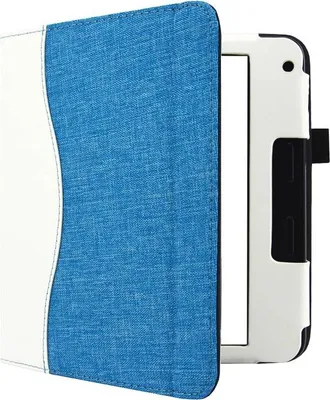 Produktbild von Dutch Shield - Jeans strap Case Hülle für das Tolino Vision 6 Ebook - Klapphülle Ereader Schutzhülle Cover Weiß,Blau