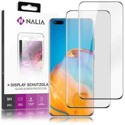 Immagine prodotto di NALIA 2x vetro protettivo per Huawei P40 Pro, 9H Pellicola di copertura completa del display del telefono cellulare pellicola