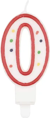 Produktbild von Torten-Kerze Zahl 0 mit Kerzenhalter bunt 7,5cm - Einheitsgröße