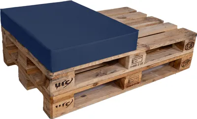 Produktbild von TexDeko Halbes Palettenkissen 60x80x12cm Loungekissen Palettenpolster wasserabweisend (Blau)