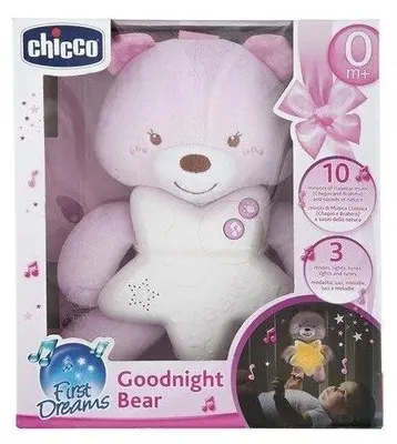 Produktbild von Chicco Gute-Nacht-Bär Rosa-Lampe und Wiegenlieder, Licht für das Baby 91561