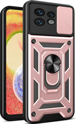 Produktbild von Hülle für Motorola Edge 40 Pro mit Ring Ständer Halter Dia Kameraschutz TPU PC Hybrid Handyhülle Roségold