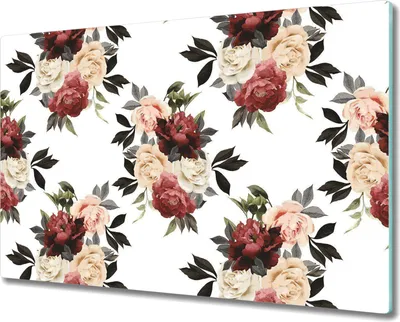 Produktbild von Glas-Herdabdeckplatte Glaskeramikkochfeld-Abdeckung Spritzschutz - 80x52 cm - Feldblumen Aquarell