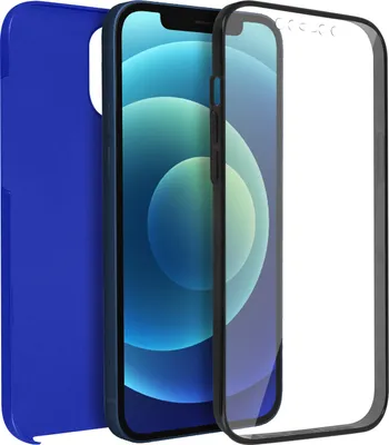 Image de Housse de protection pour Apple iPhone 12 / 12 Pro, avant + arrière - Bleu