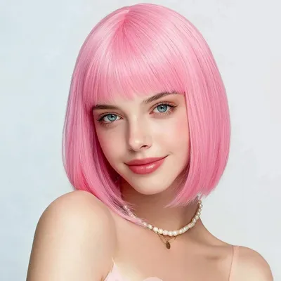 Imagen del producto de Peluca corta, color melocotón, resistente al calor, ideal para cosplay
