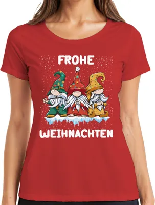 Produktbild von Frohe Weihnachten Gnome Wichtel Schweden - Weihnachten Weihnachtsgeschenk Christmas Damen T-Shirt, Rot, XXL