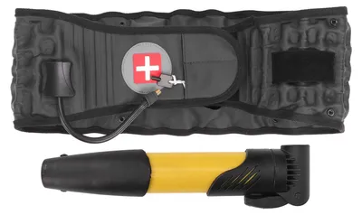 Image de Ceinture de traction lombaire gonflable, soulage la douleur, aide à la décompression du dos avec gonfleur, noir