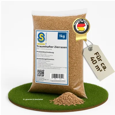 Produktbild von Samenshop24® traumhafter Zierrasen (RSM 1.1.2 ohne Loliumanteil), 1kg für ca 40 m²