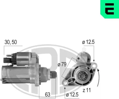 Produktbild von ERA 220598 Starter Anlasser 1,1kW für VW Golf VII Schrägheck (5G1, BQ1, BE1, BE2) 12V