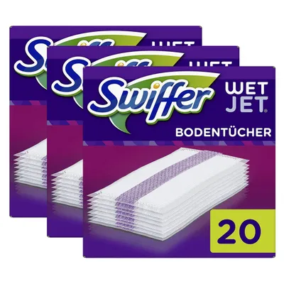 Imagen del producto de Swiffer WetJet, limpiador de suelos - Paquete de repuesto con 20 toallitas. Paquete de toallitas de repuesto (3 unidades)