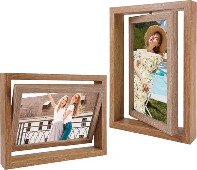 Obrázek produktu pro Otočný rám na dvě fotografie, dřevěný, rozměry 13 x 18 cm, oboustranný, určený pro fotografie