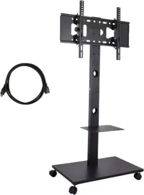 Immagine prodotto di Supporto da pavimento TV-V su rotelle - Regolabile per TV da 32"-65" - Supporto universale regolabile in altezza - Nero