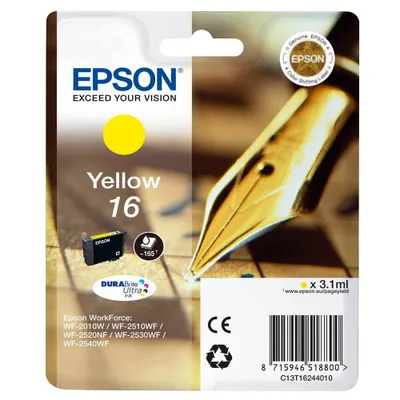 Produktbild von Epson Pen and crossword Singlepack Yellow 16 DURABrite Ultra Ink, Standardertrag, Gelb, Tinte auf Pigmentbasis, 3,1 ml, 1 Stück(e), Einzelpackung