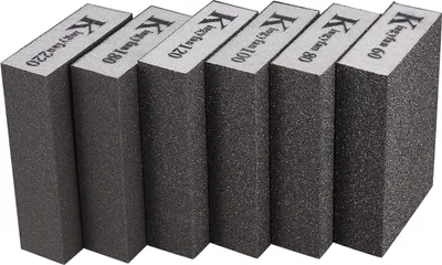 Produktbild von Stück Schleifschwämme, 6 Verschiedene Schleifklötze, 60/80/100/120/180/220 Körnung Schmirgelpapier Waschbar Wiederverwendbar zum Schleifen, Polieren Metall, Holz, Stahl, Edelstahl