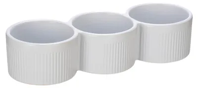 Produktbild von SCHÖNER WOHNEN-Kollektion Tablett Mod. REFIA stilvolles Keramikschalen-Set für Dips und Snacks 3x150ml in elegantem Weiß 27x9,5x6 cm ideal als Küchenaccessoire