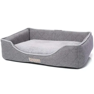 Produktbild von DOTTY Schlafplatz Hundebett Hundesofa, Katzenbett, Kuscheliges Haustierbett, Plüschbett für kleine Hunde, waschbar, Grau, Größe S (55 cm x 45 cm)