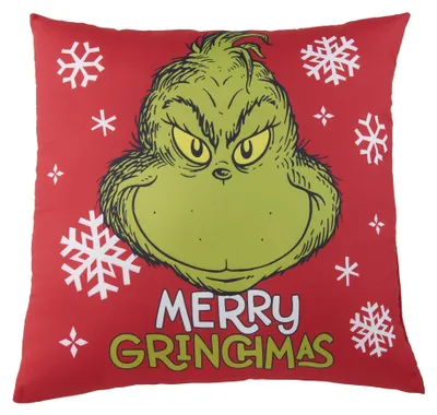 Grinch-Kopfkissen 40x40 cm rot Plüsch Dekokissen
