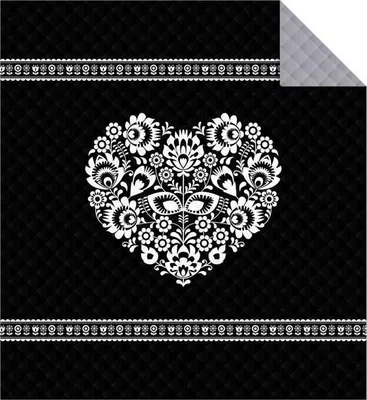 Produktbild von DETEXPOL Tagesdecke Herz schwarz Polyester, 170/210 cm