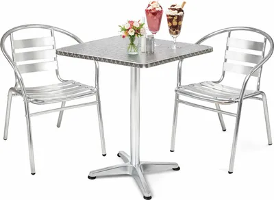 3-tlg. Bistrogarnitur Balkonset 60x60cm Alu klappbar höhenverstellbar