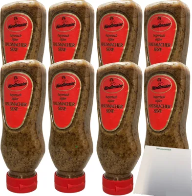 Produktbild von Händlmaier's Hausmachersenf süß Süßer-Senf 8er Pack (8x225ml Flasche) + usy Block