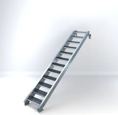 Produktbild von Stahltreppe 12 Stufen bis Höhe 240 cm, Laufbreite : 60 cm kein Geländer ST 1 (31 / 31 mm)