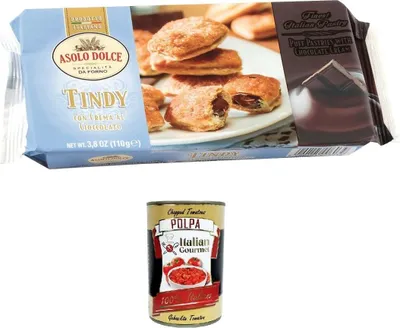 Obrázek produktu pro 16x Asolo Dolce TIndy plněné čokoládovým krémem Schokoladencremefüllungen 110gr+ Italská gurmánská vláknina 400g