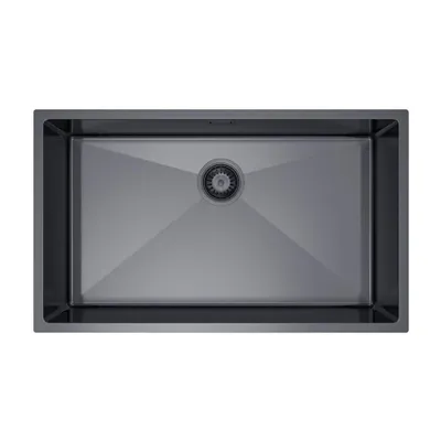 Immagine prodotto di VBChome Lavello da cucina 74×44 cm in acciaio inossidabile color grafite senza sgocciolatoio, 1 vasca, lavello da incasso, profondità 21 cm, mobile sottolavello minimo 80 cm, lavello da incasso