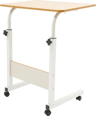 Produktbild von Mobiler Laptop-Tisch - Rolltisch fürs Bett/Sofa - Höhenverstellbar 70–90 cm - Tischplatte 60×40 cm - Traglast 15 kg - MDF & Stahl - Braun
