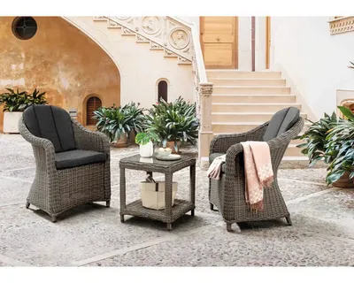 Zdjęcie produktu dla Destiny Zestaw balkonowy MALAGA MERANO 2 fotele + stolik 46x46x50cm, szary vintage