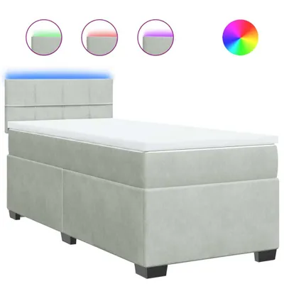 Produktbild von Boxspringbett mit Matratze Hellgrau 100x200 cm Samt