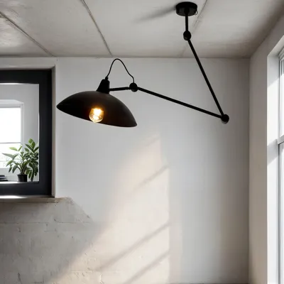 Produktbild von Deckenlampe Wohnzimmer Wohnraumleuchte Schwarz Metall höhenverstellbar flexibel Gelenke Leselampe Decke