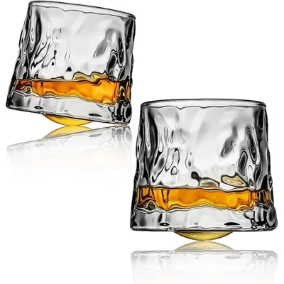 Productafbeelding van Whiskyglazen, set van 2, 160 ml, Old Fashioned model, handgeblazen kristal, loodvrij, draaibaar, golfmotief