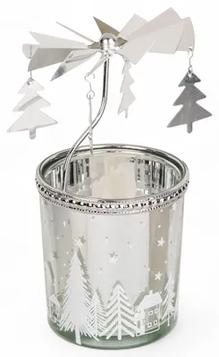 Teelicht-Karussell aus Metall, rotierend, 12 cm, silber