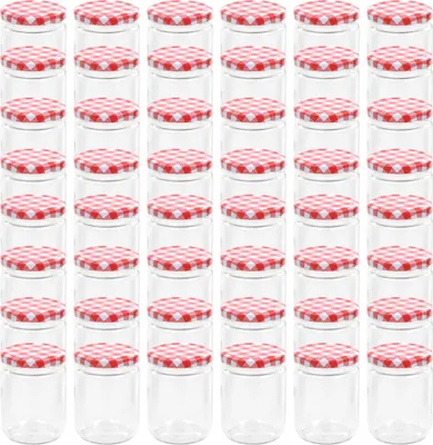 Obrázok produktu pre Zaváracie poháre s bielo-červenými viečkami 48 ks 230 ml sklo