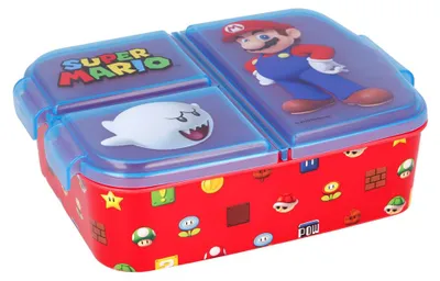 Image de Super Mario Boîte à pain premium pour enfants Boîte à déjeuner Boîte à goûter avec 3 compartiments