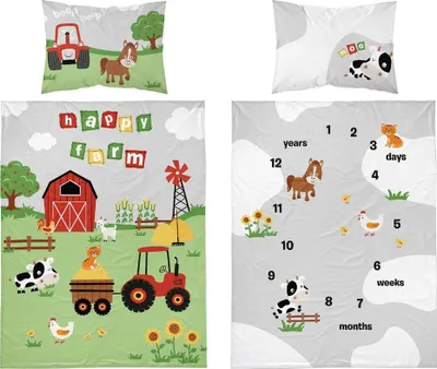 Obrázok produktu pre Detská posteľná bielizeň 90x120 traktor farma Bavlna